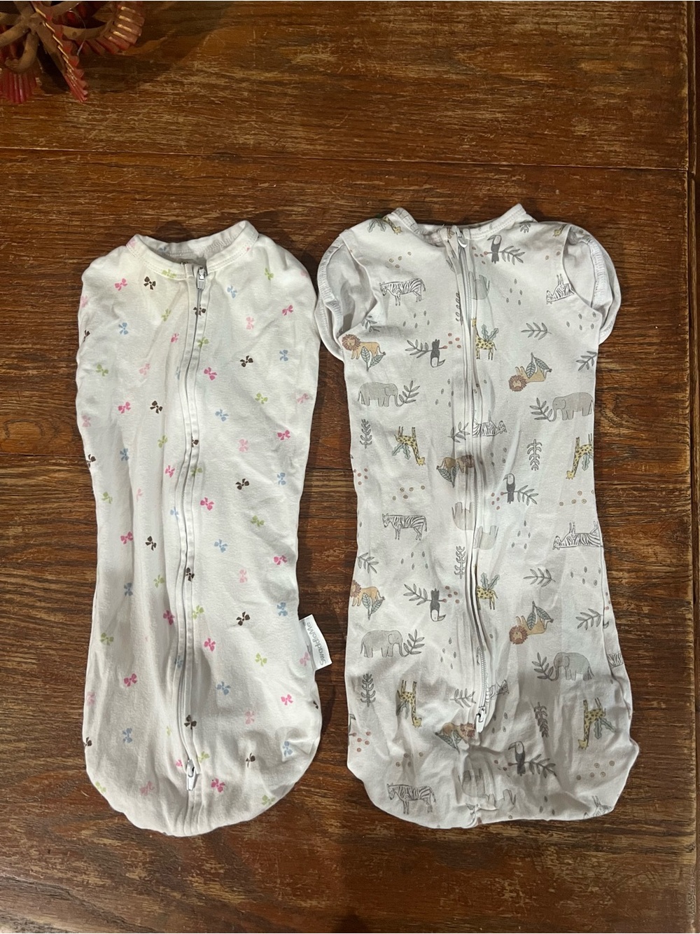 SwaddleMe Baby Zippered Sleep Sacks - White with Pastel Accents (Set of 2)